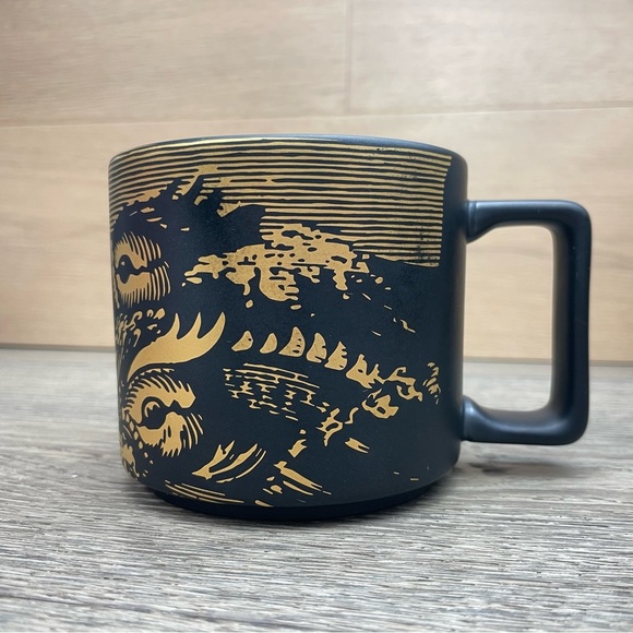 Starbucks Coffee Cup Mug COSTA RICA 2016 Matte Black Gold Fish 14 Oz - Picture 4 of 10
